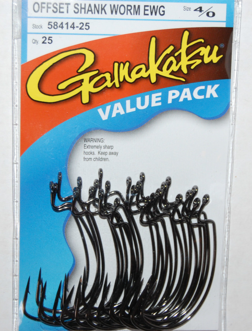 gamakatsu 4/0 offset ewg shank worm tube senko hook 25 extra wide gap 58414-25