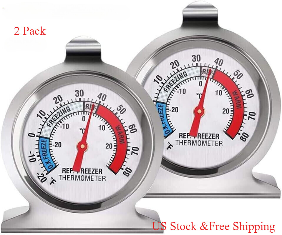 2Pc Refrigerator Thermometer Freezer Kitchen Fridge Temperature Gauge Sensor.