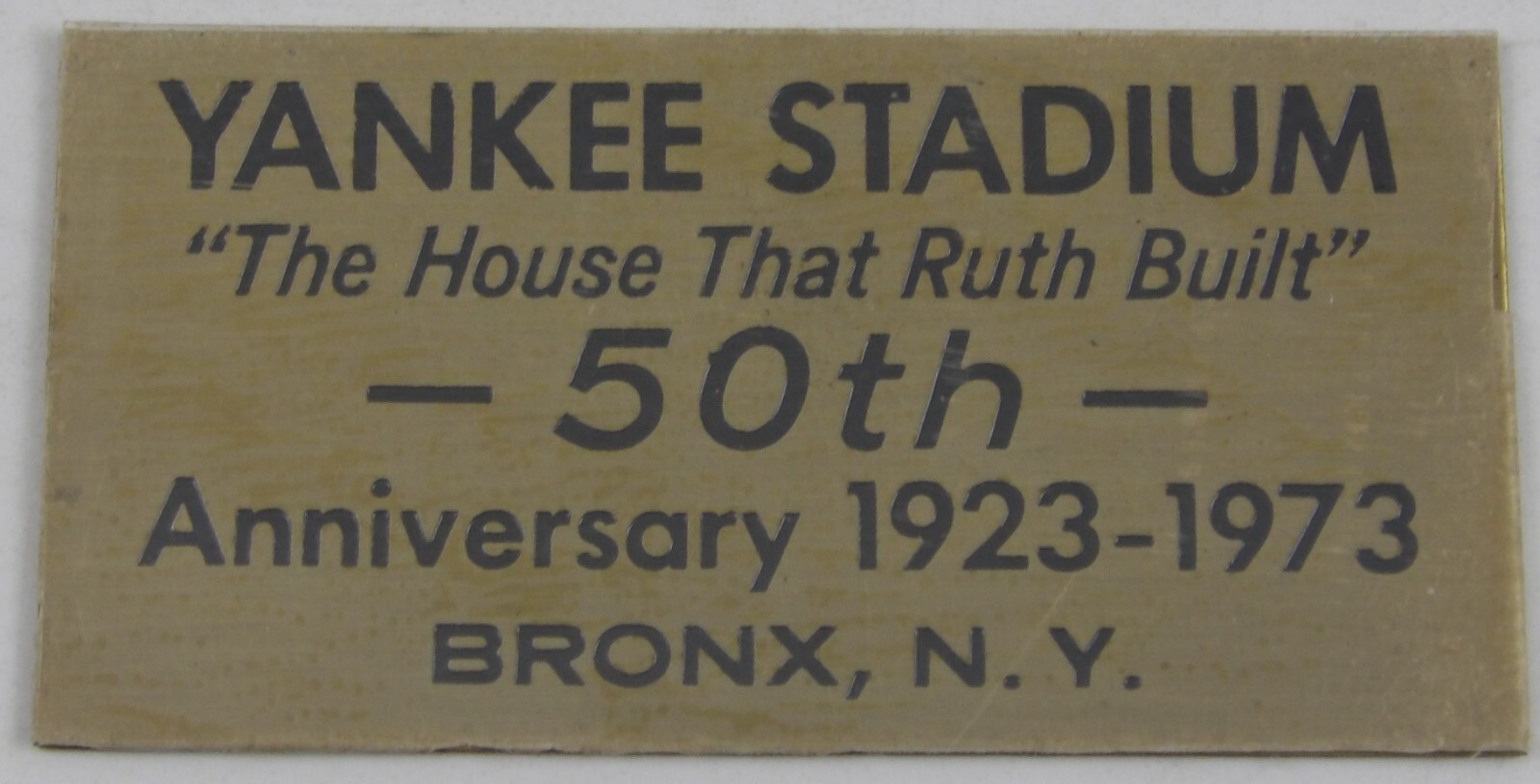 Vintage Yankee Stadium 50th Anniversary Metal Seat Plaque 1923-1973 MLB