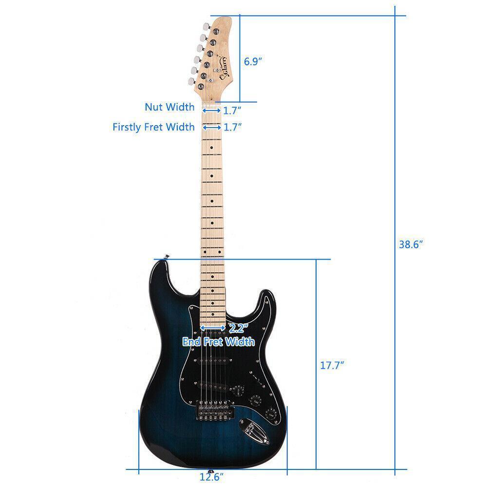 Glarry GST Stylish Basswood Dark Blue Electric Guitar Kit With 20W Amplifier