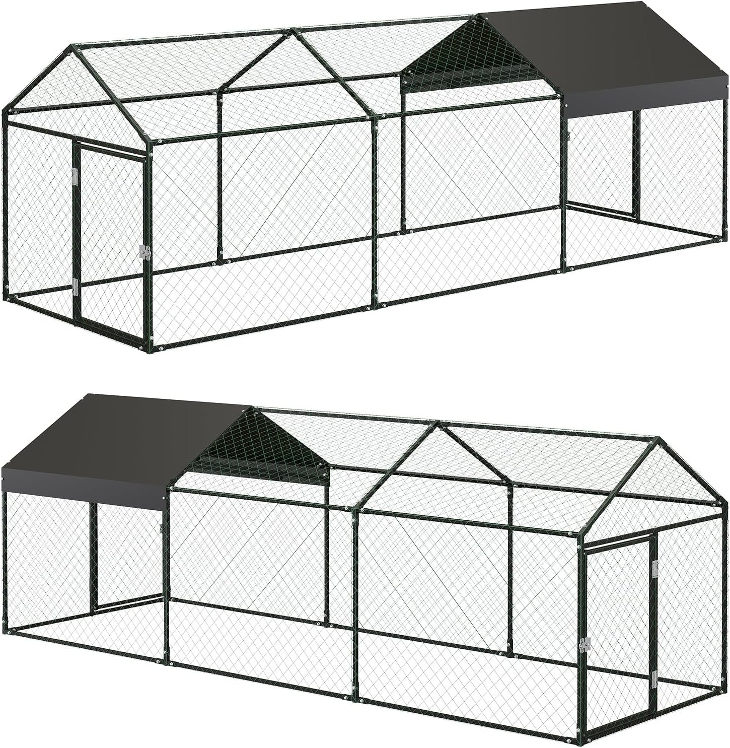 Heavy Duty Outdoor Walk-in Chicken Runs w/Cover Poultry Cage 120"×40"×40" Black