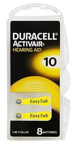 Duracell Activair Mercury Free Hearing Aid Batteries Size 10 (40-160) Exp 2028