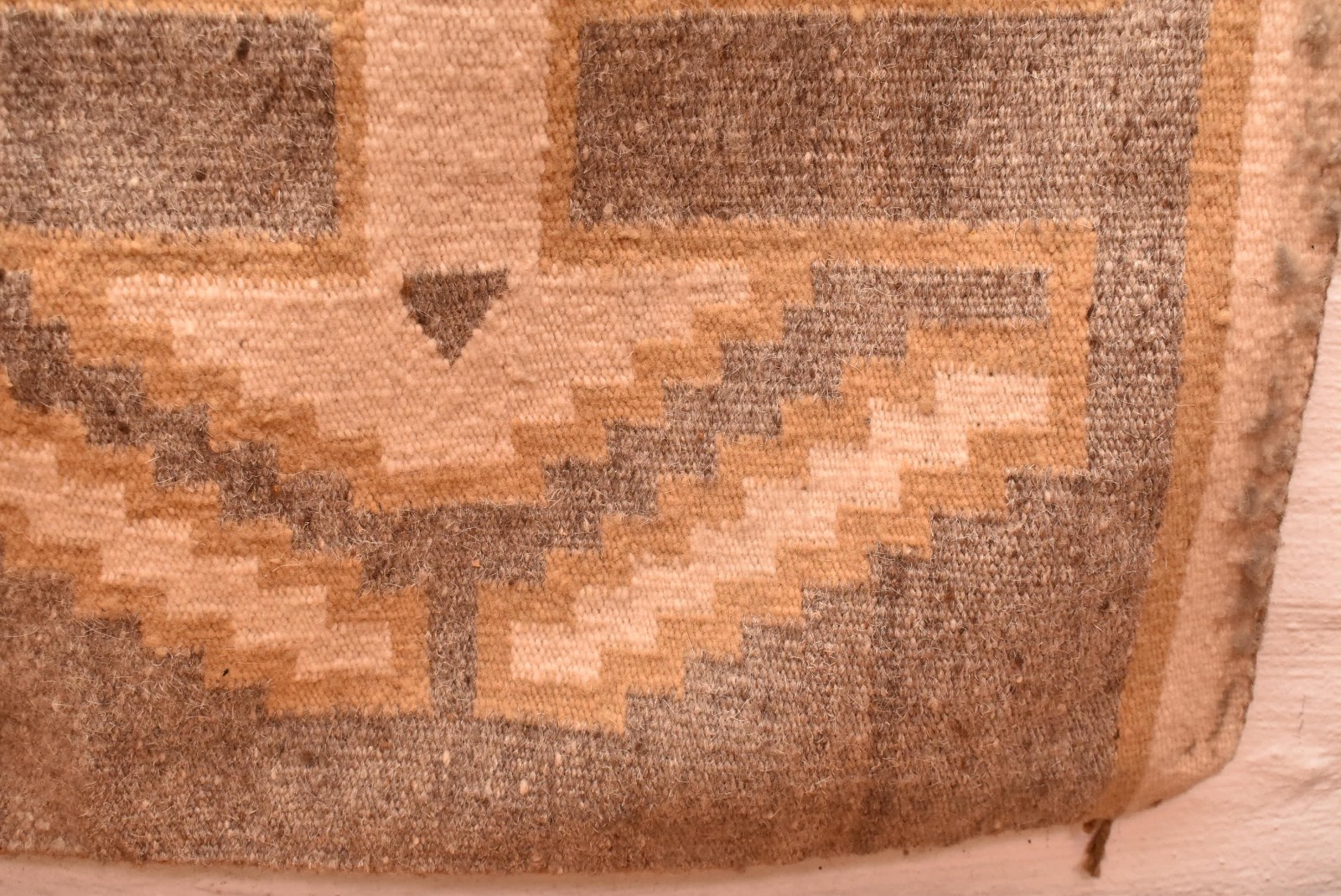 Antique Navajo Rug Native American Indian Geometric Weaving 43x23 Textile VTG