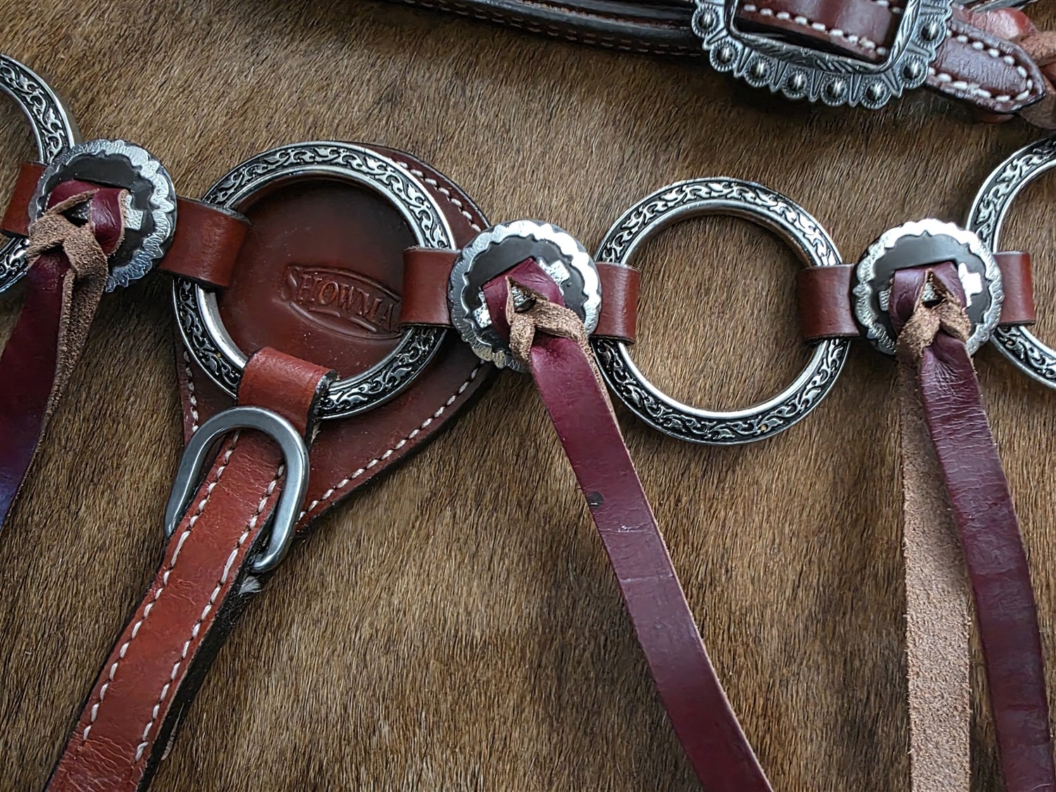 Heritage Metal Ring Headstall, Reins and Breastcollar - Large Silver Rings