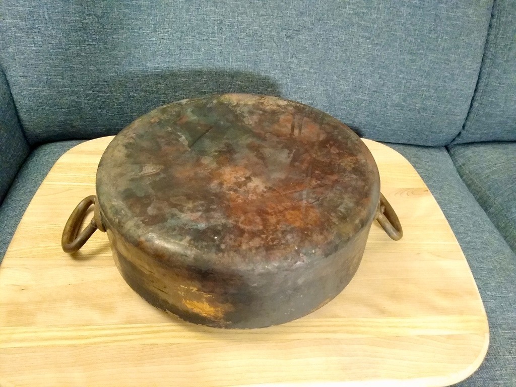 Incredible Large Hammered French Copper Rondeau Pot & Lid (Mauviel?) 2.5mm 28cm