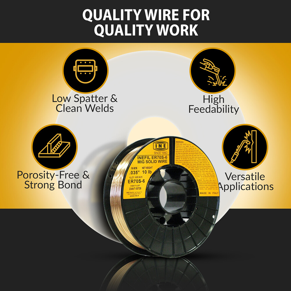 INEFIL ER70S-6 .035-Inch on 10-Pound Spool Carbon Steel Mig Solid Welding Wire