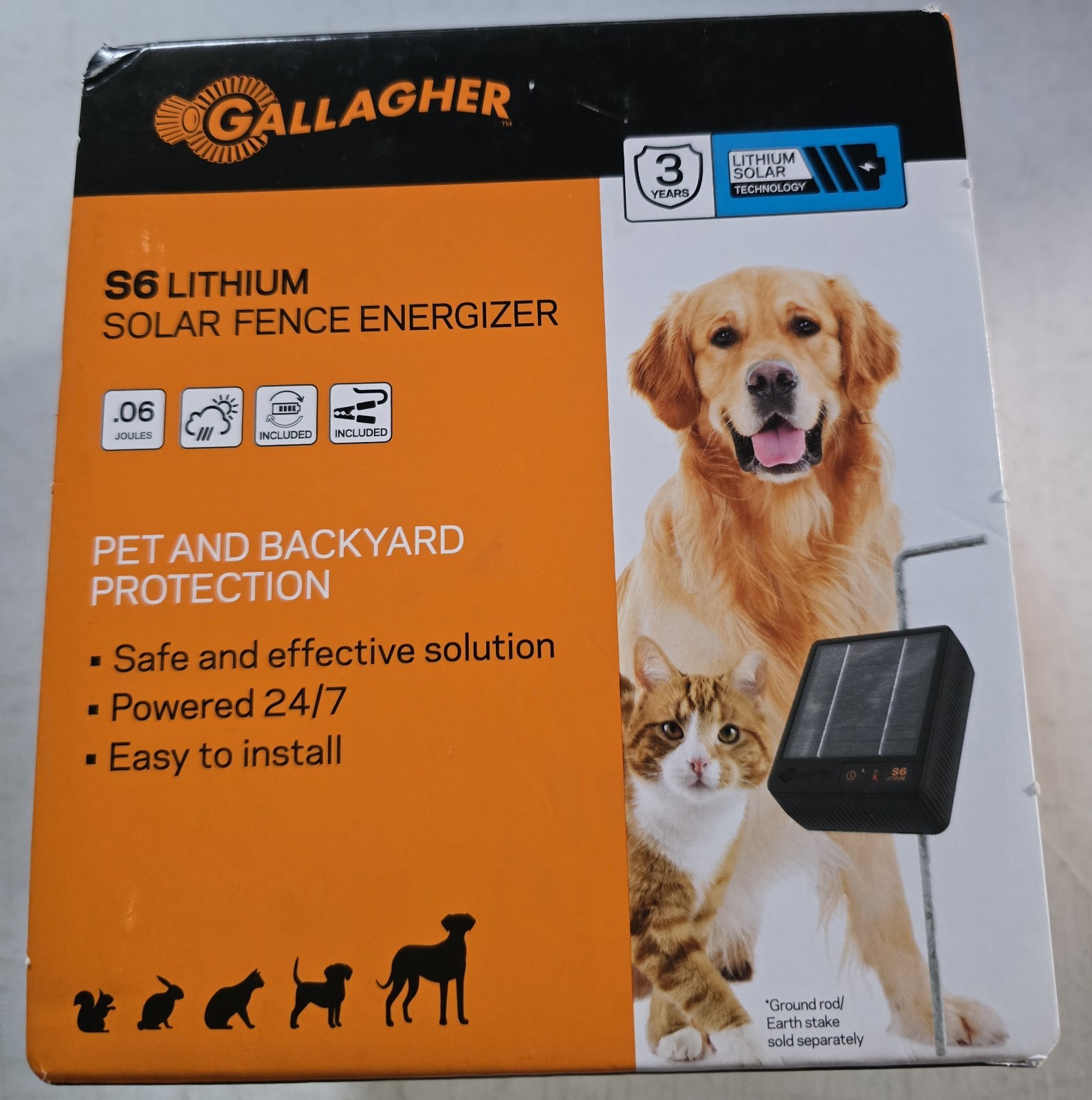 Gallagher S6 Lithium Solar Fence Energizer Pet And Backyard Protection New
