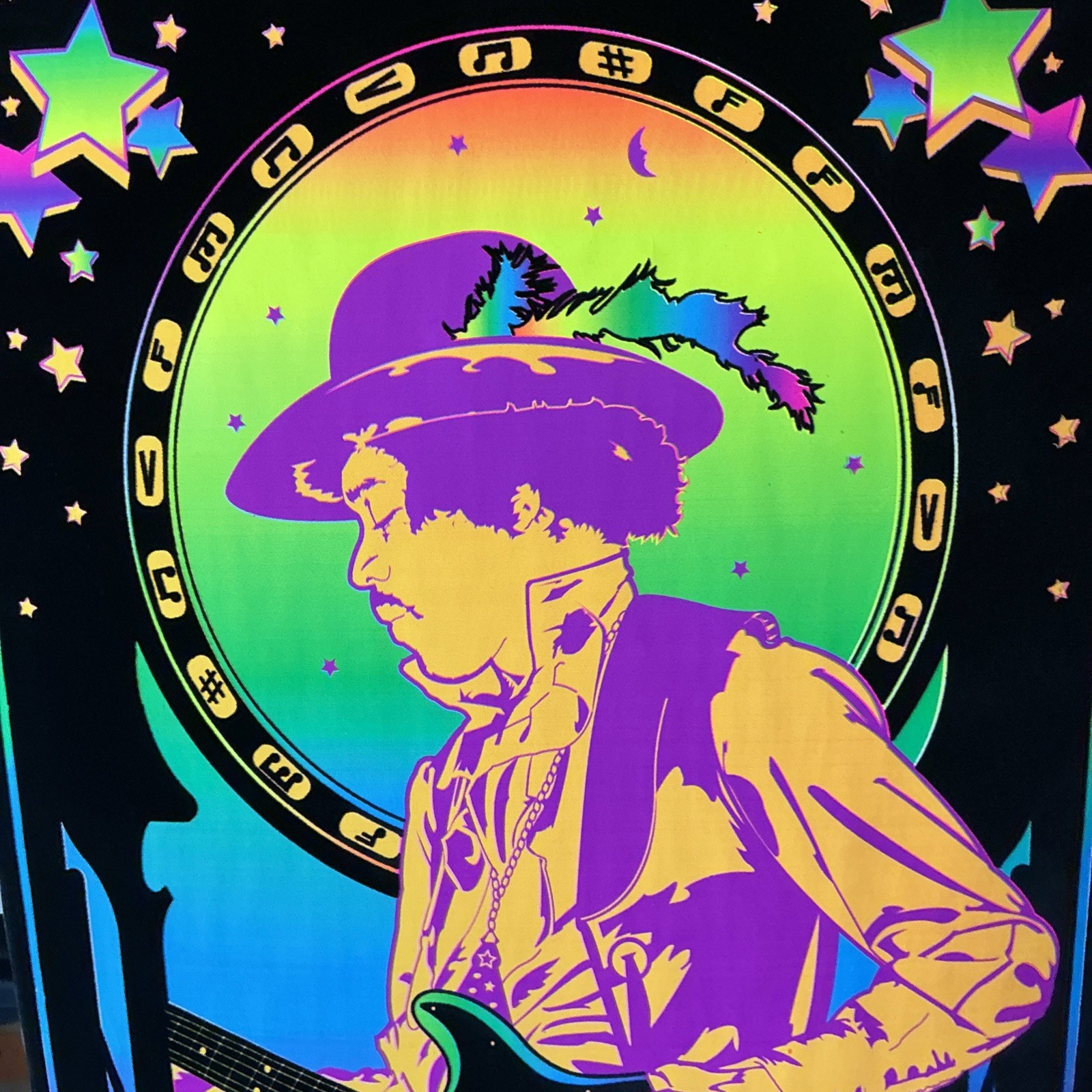 Vintage Hendrix Black Light Flocked Poster 21.5”x33”