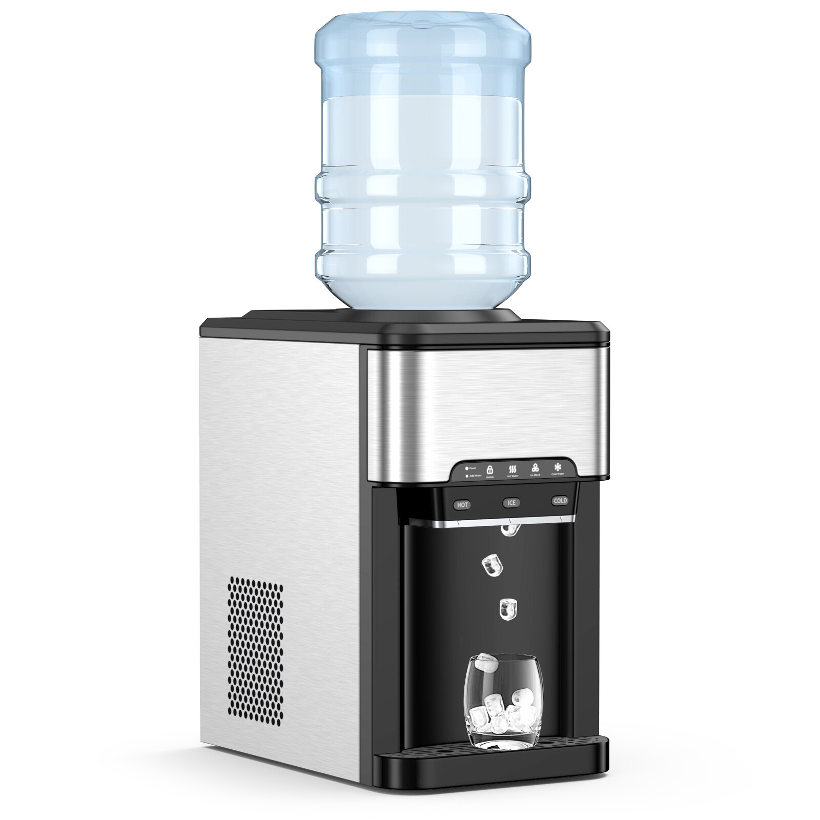 3-in-1 Water Cooler Dispenser with Built-in Ice Maker w/ 3 Temperature Settings