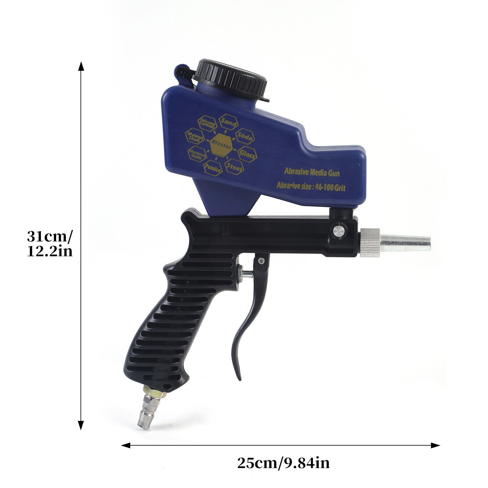 Hand Held Portable Media Spot Sand Blaster Gun Air Gravity Feed Rust Remover Kit