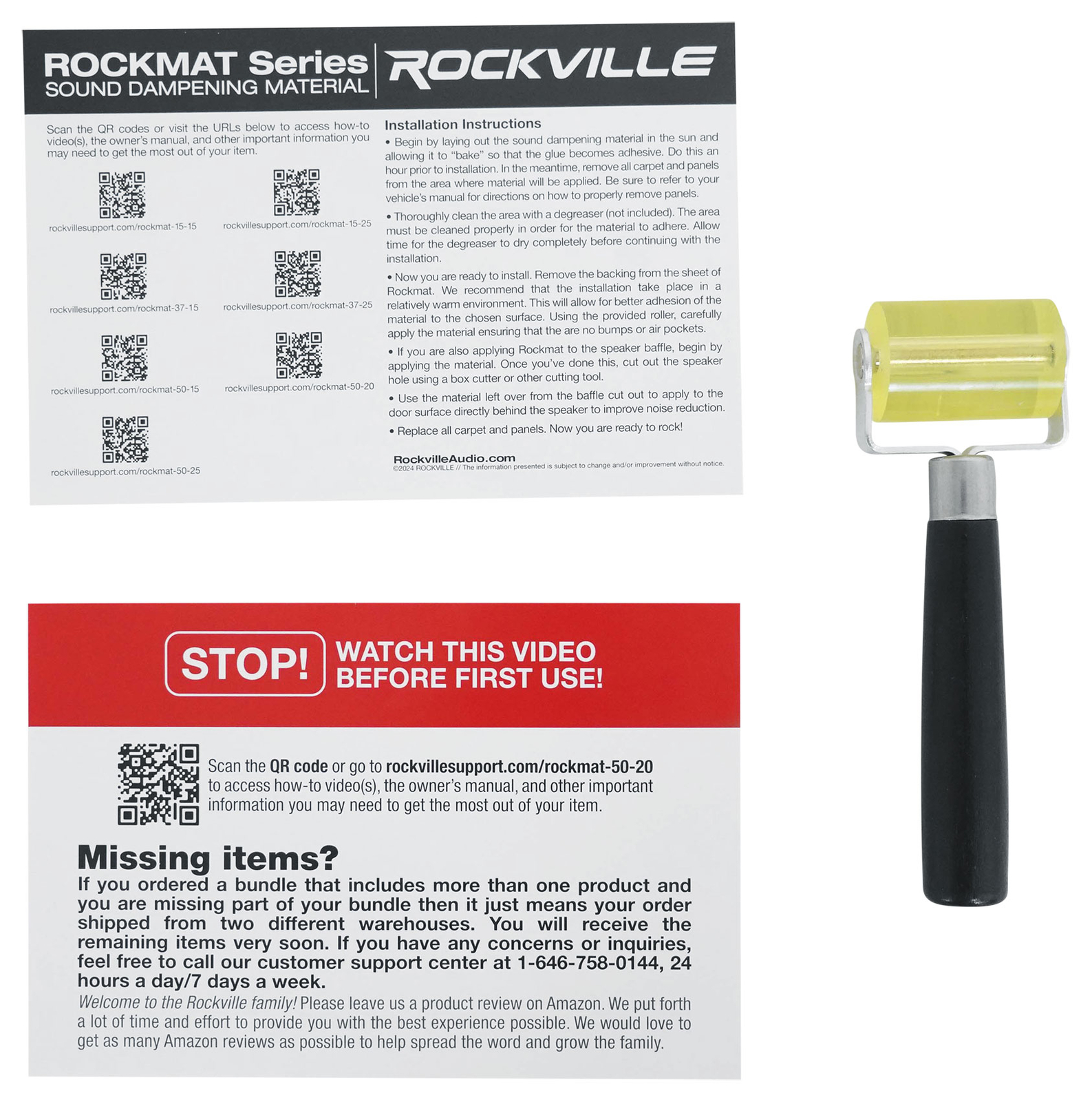 Rockville RockMat 50-25 50 Sq Ft 2.5MM 100 MIL Sound Vibration Deadener Car Kit
