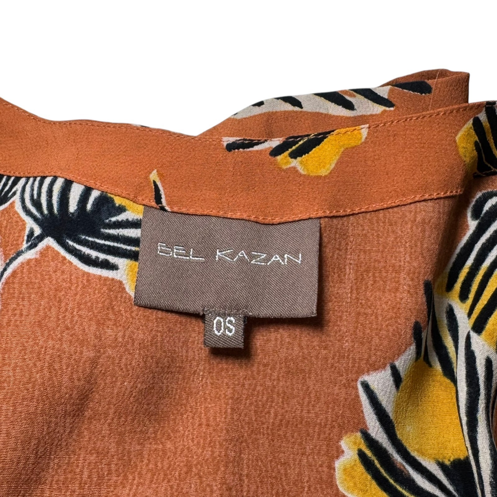 BEL KAZAN Anthropologie Exclusive Print "LOIS" Orange Kaftan Duster Kimono