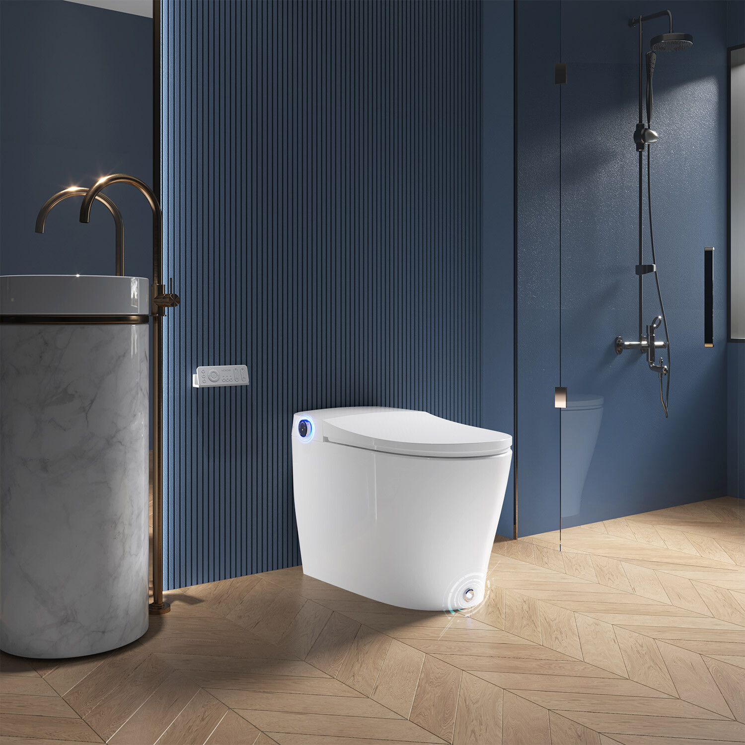 HOROW Smart Toilet Bidet Seat Elongated One Piece Toilet Dryer Auto Open Close