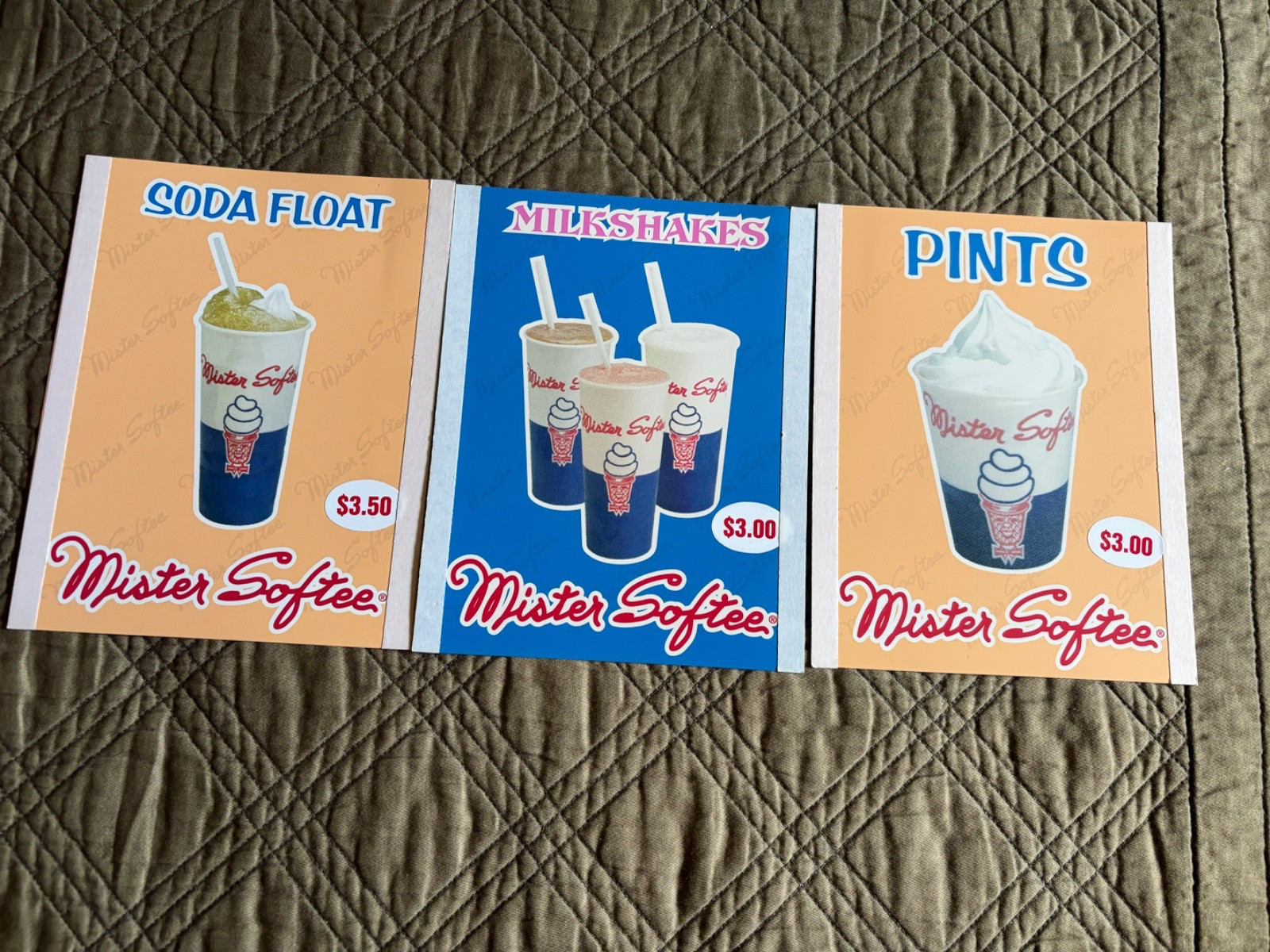 Mister Softee MilkShake, Soda Float & Pints Window Sign Set