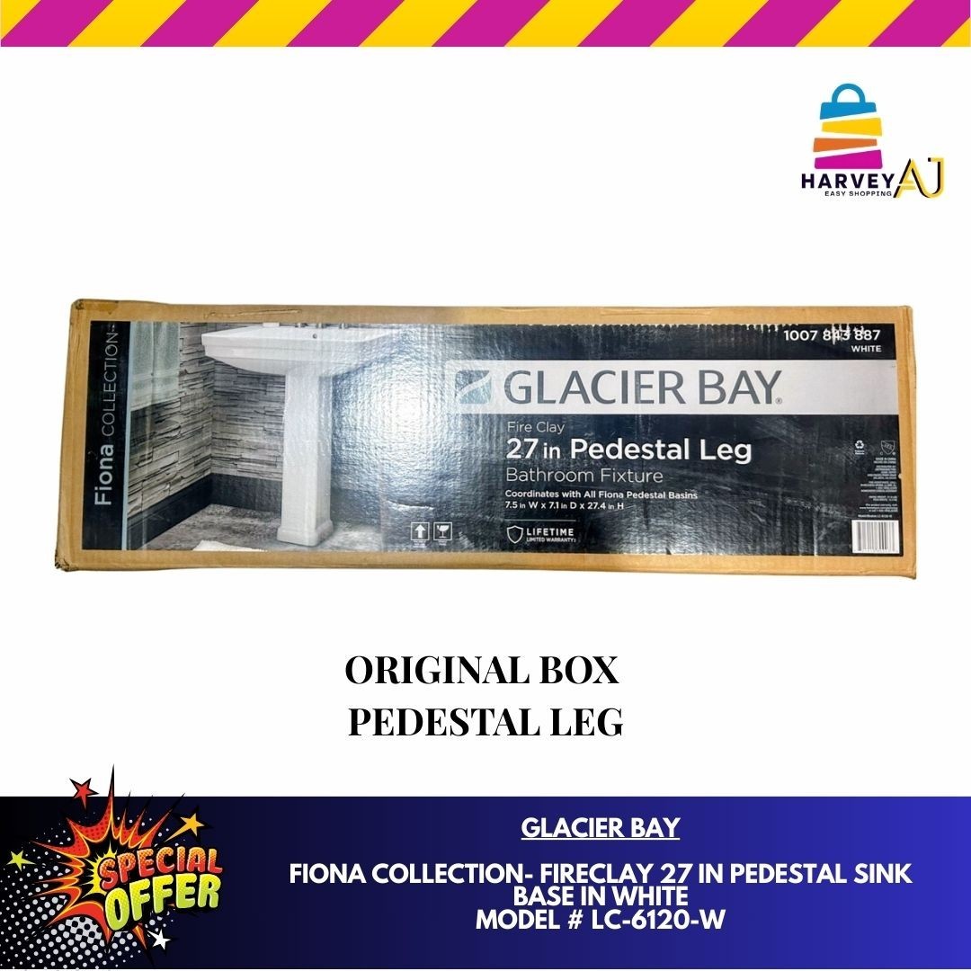 Glacier Bay- Fiona-LC-6120-W Collection -Fire Clay- 27 in Pedestal Leg / White
