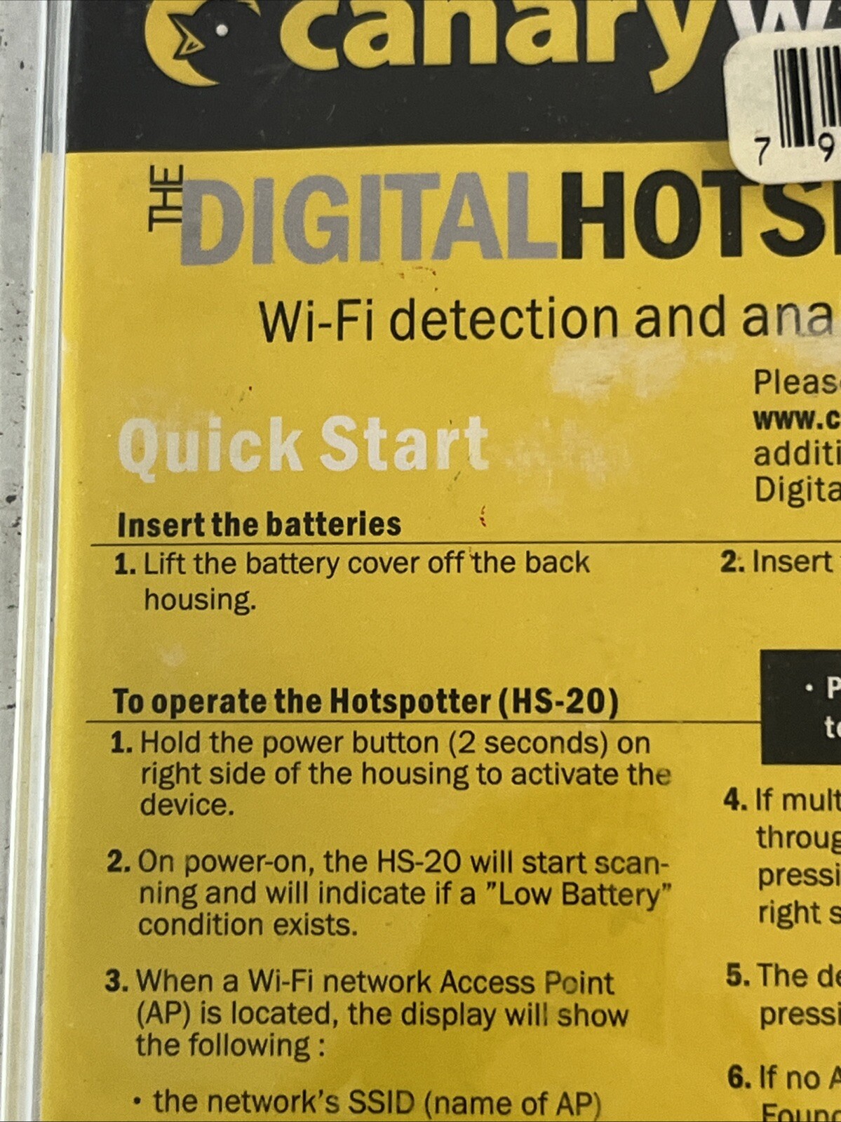 Canary Wireless Model HS-20 Digital Hotspotter - Tested Works