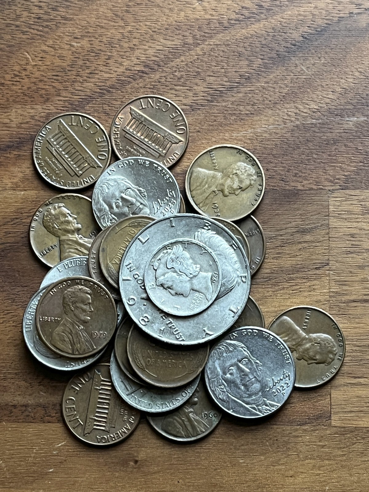 Mercury Dime Coin Hunt Lot – Wheat Cents, Buffalo Nickel, Kennedy Half Dollar