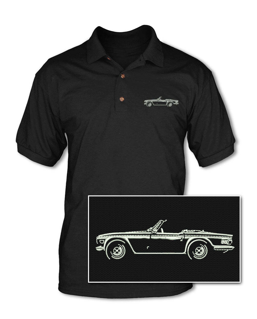 Triumph TR6 Convertible Adult Pique Polo Shirt Side View