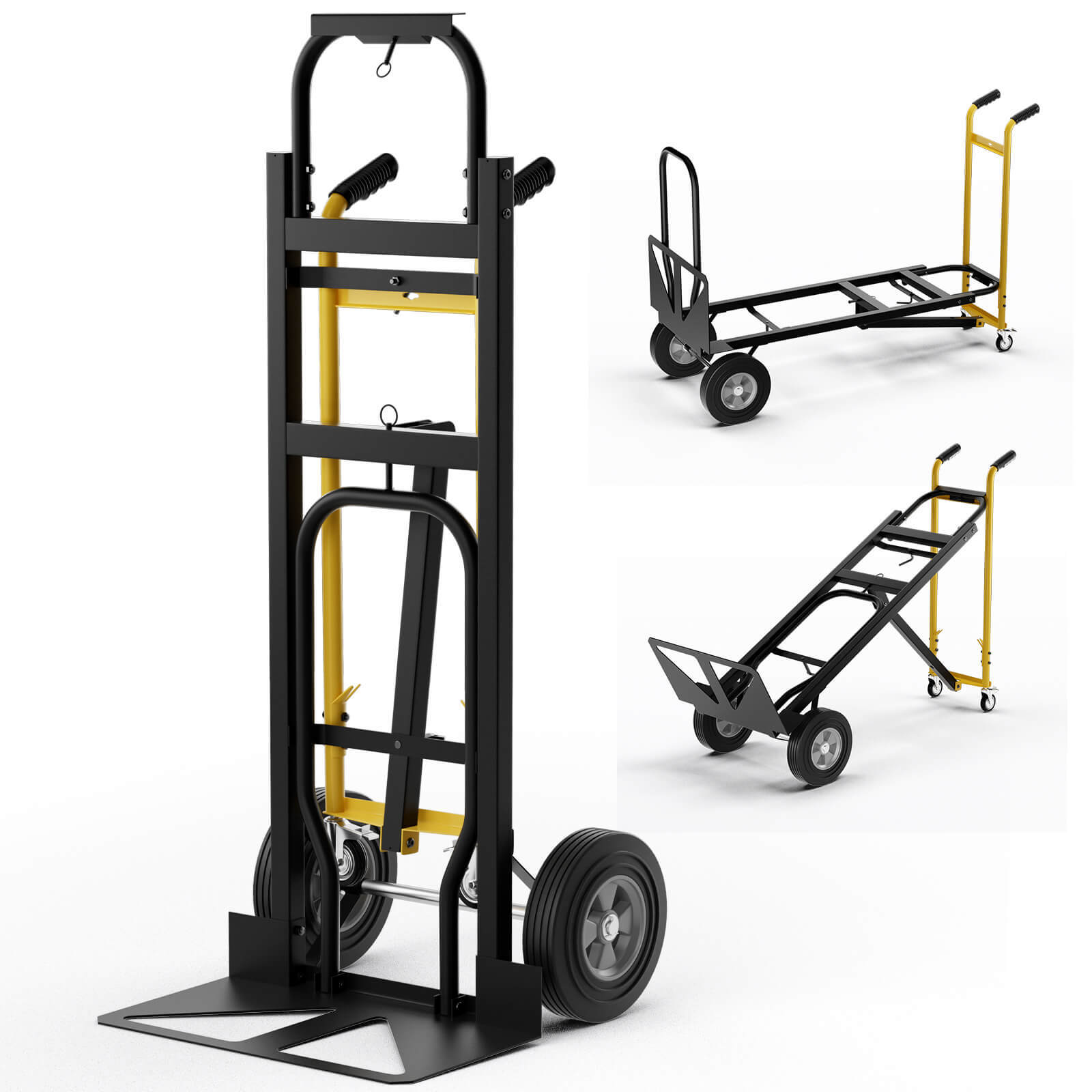 3-in-1 Convertible Hand Truck w/ 4 Rubber Wheels 1000 lbs Max Load Capacity