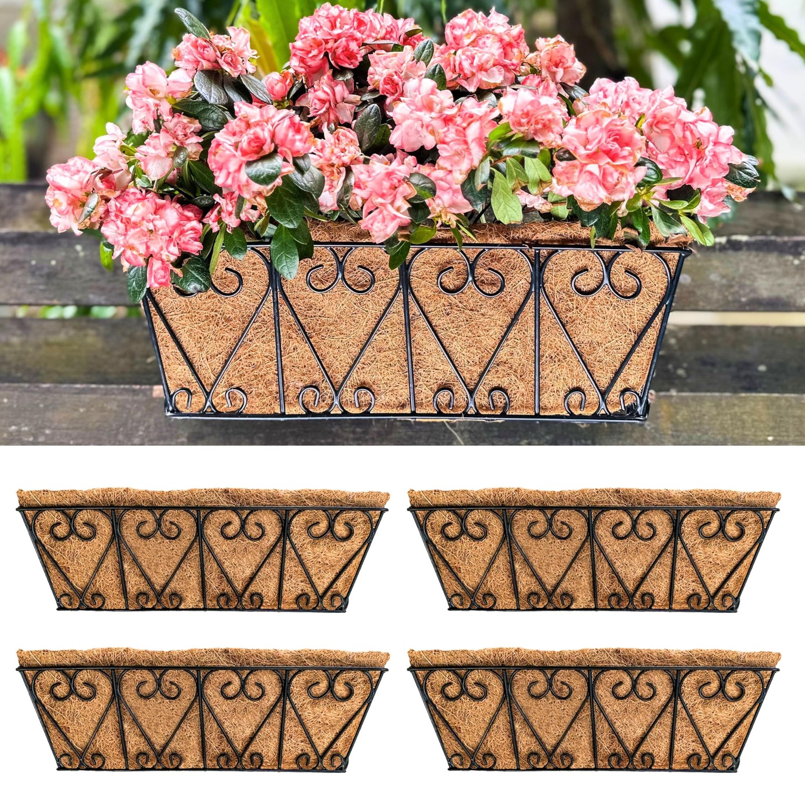 LaLaGreen Wal Planters - 4 Pack, 16 Inch Deck Railing Hanging Basket, Window ...