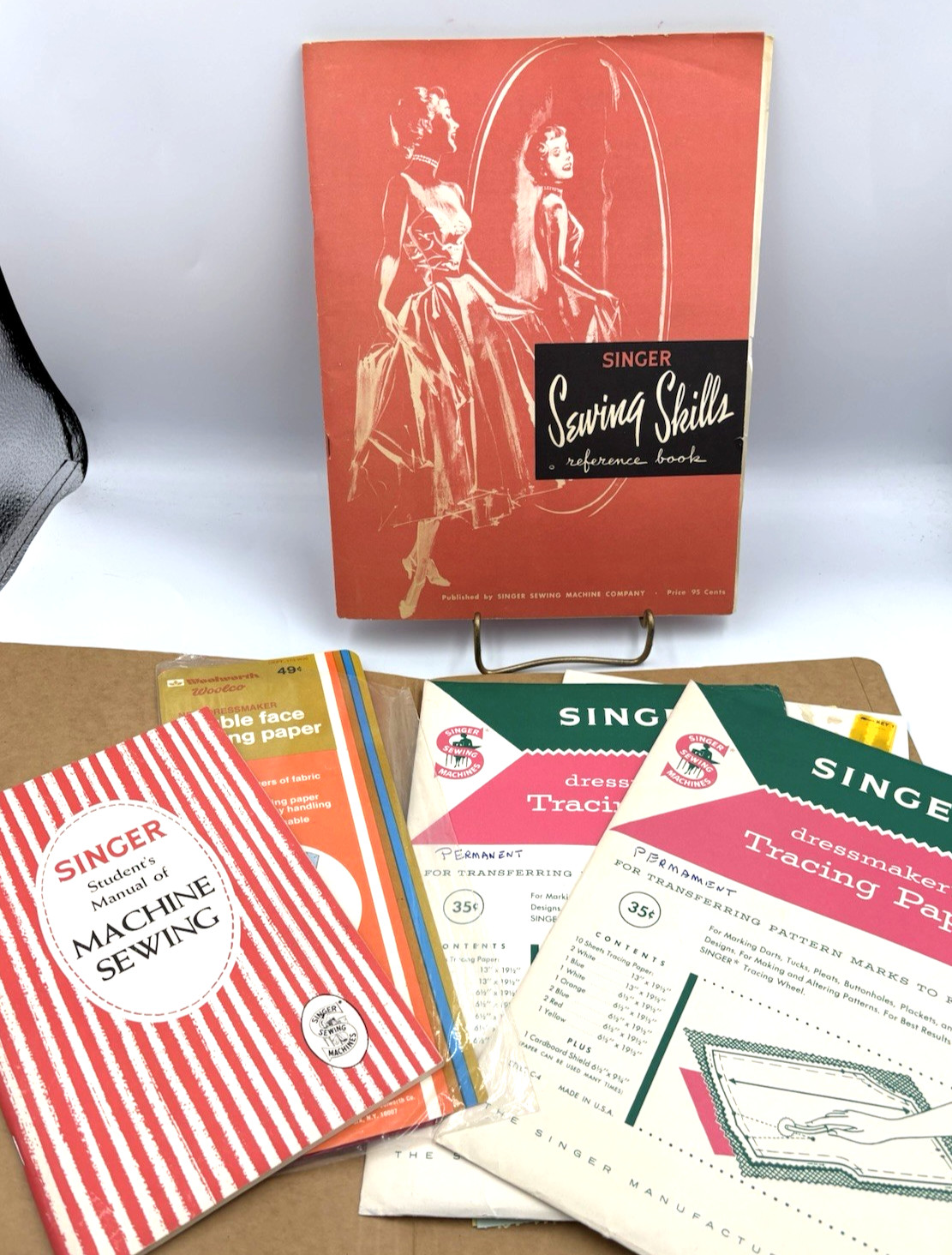 MCM 1950's Singer Sewing Book Student Manuals And Dressmaker Tracing Paper Lot