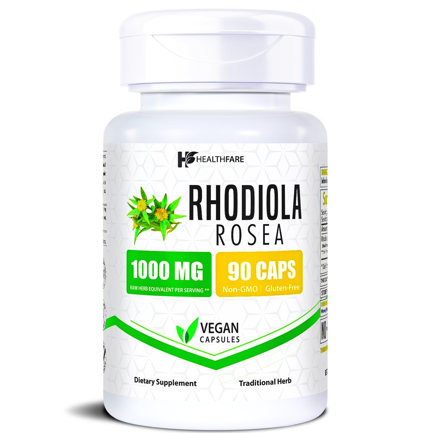 Healthfare Rhodiola Rosea Capsules 1000mg Equivalent | 90 Vegan Capsules