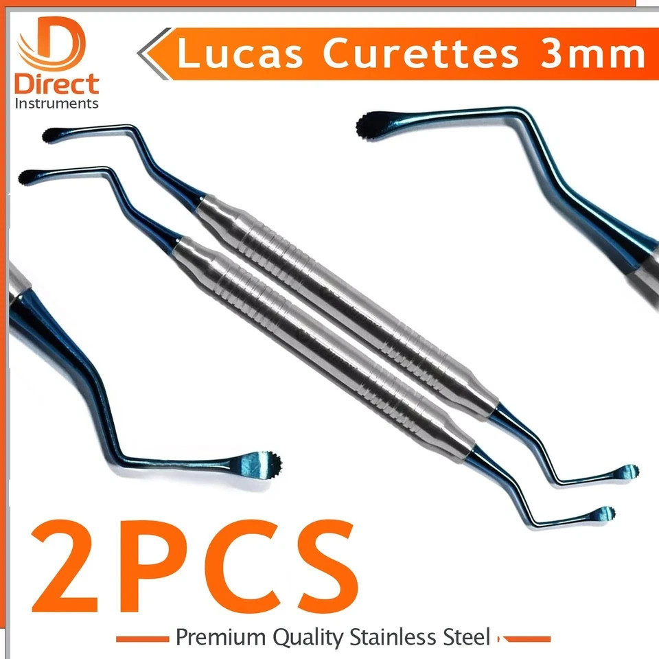 Lucas Bone Curette 3mm – Serrated Surgical Spoon Curette Periodontal Dental