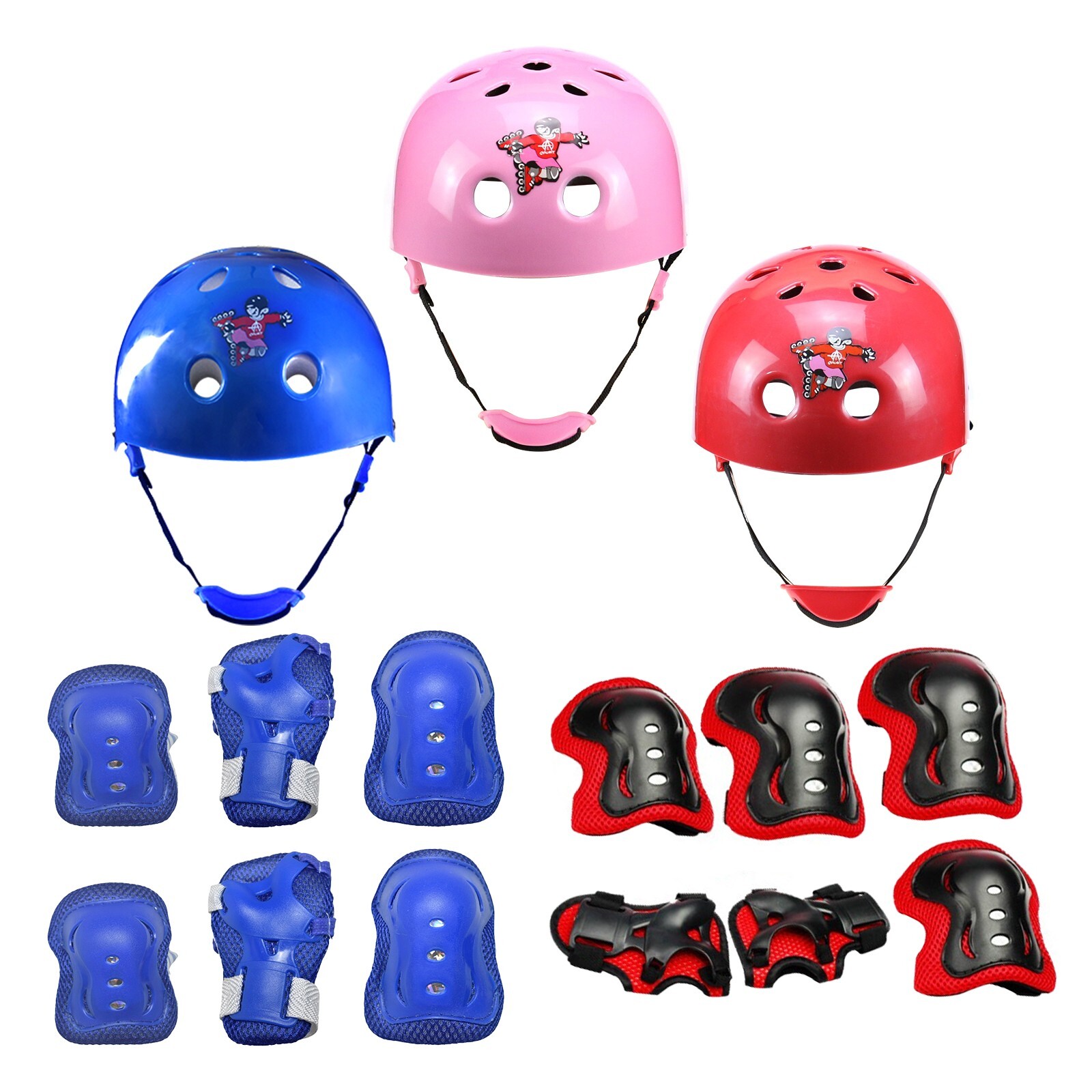 Adjustable Helmet Protective Gear Elbow Knee Wrist Pads for 3-16 kids Youth
