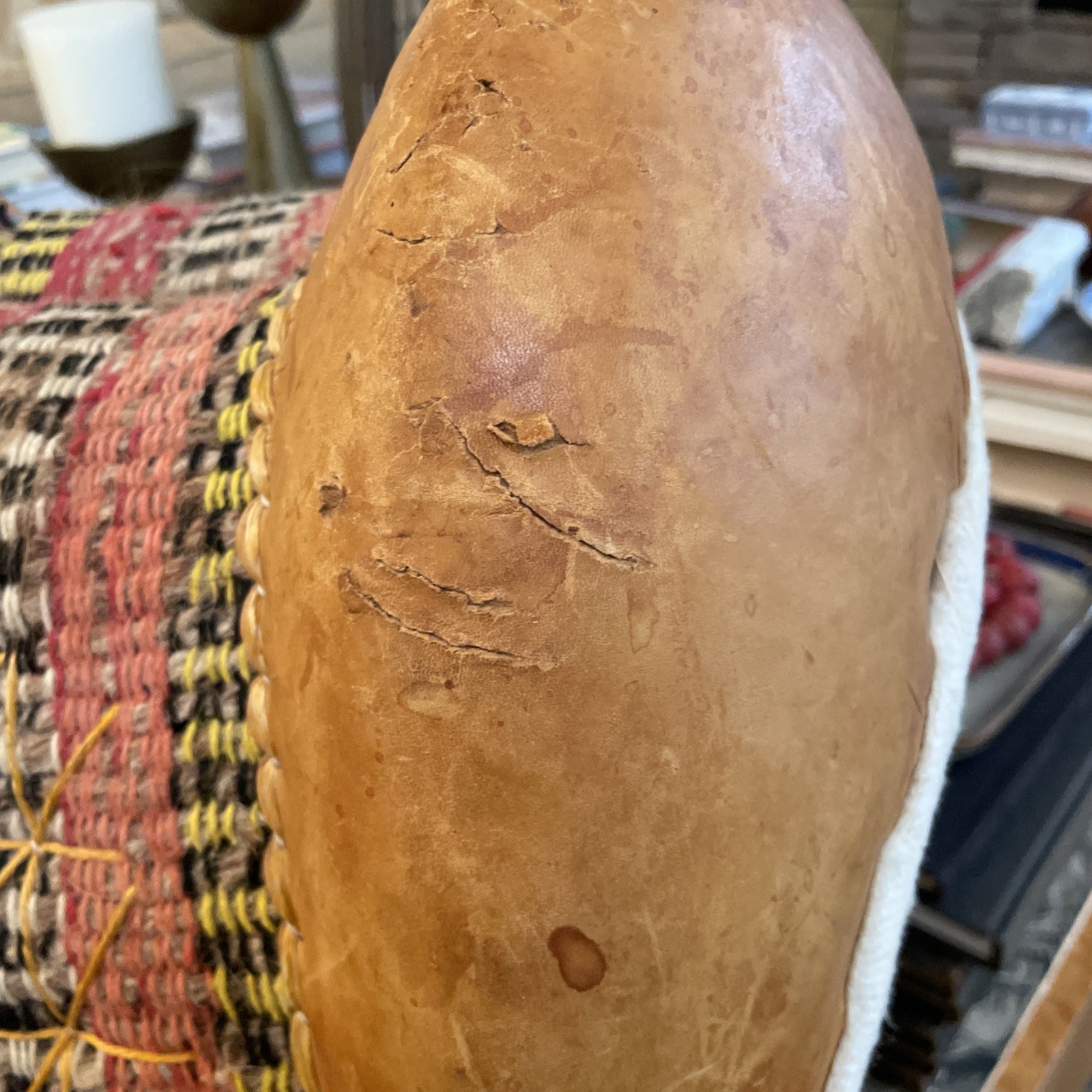 VTG North African Leather Donkey Saddle Woven Textile Tunisia