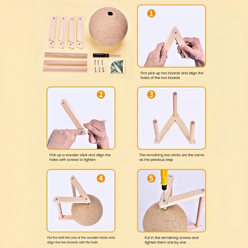 Cat Scratching Ball Kitten Sisal Rope Grinding Paws Claw Interactive Pet Toy