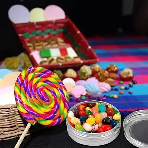 10 Aluminum Round Cans w Lid 2 oz Metal Tins Food Candy, candles trinkets Etc