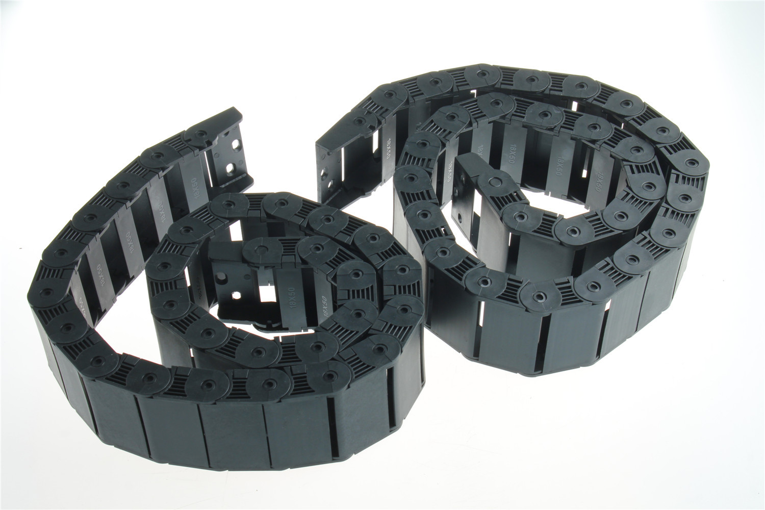 2X R38 18x50mm Black Nylon 1M Semi Closed Cable Drag Chain Wire Carrier For CNC