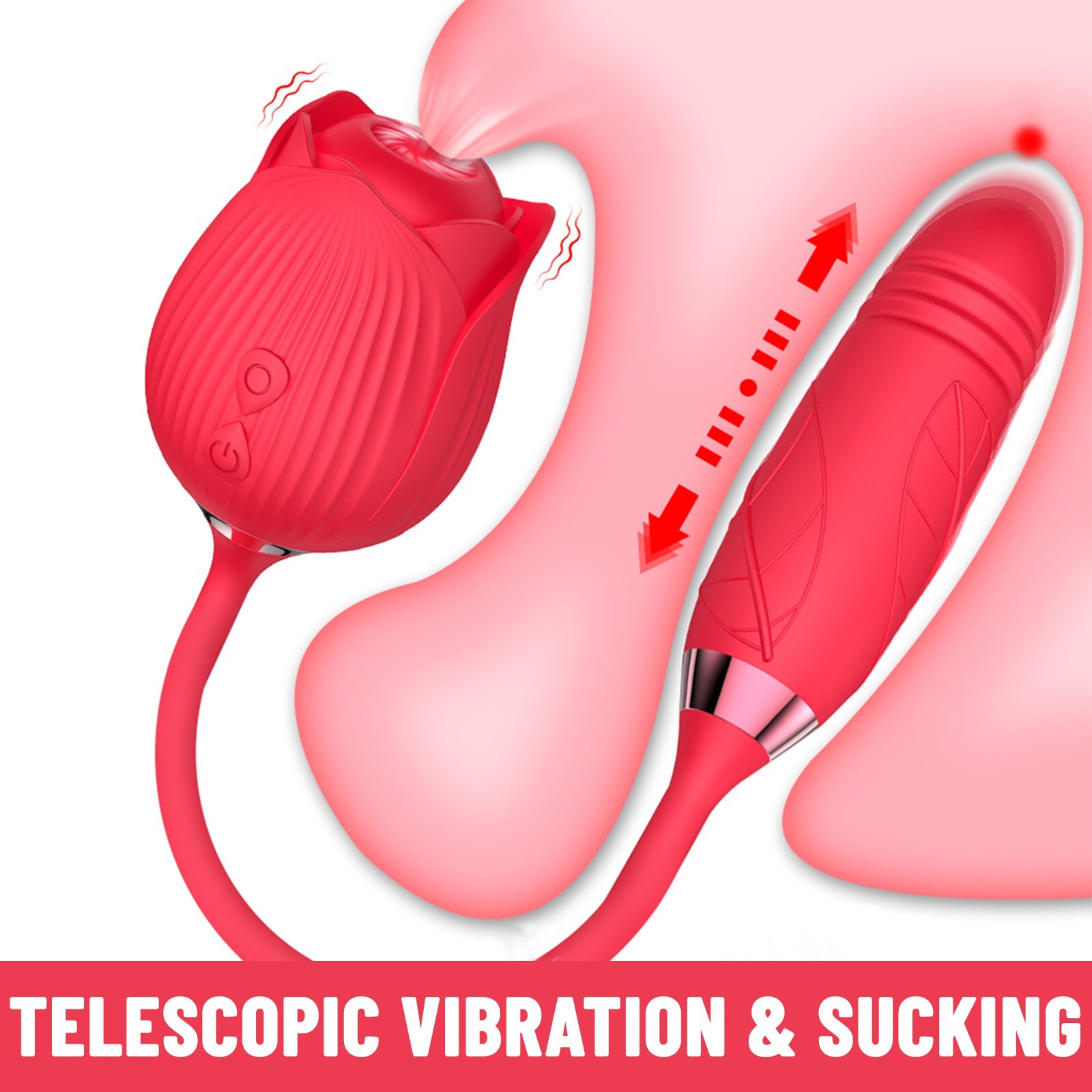 Rose  Sucking Vibrator Clitoral G-spot Suction Thrusting Dildo  Sex Toy 10 Speed