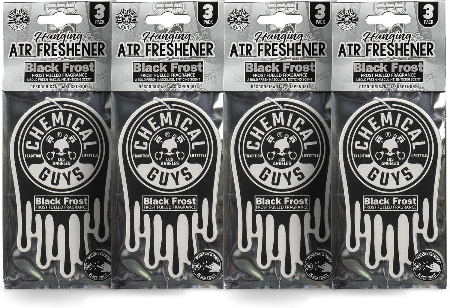 Chemical Guys - Hanging Air Fresheners - Black Frost Scent (12 Pack)