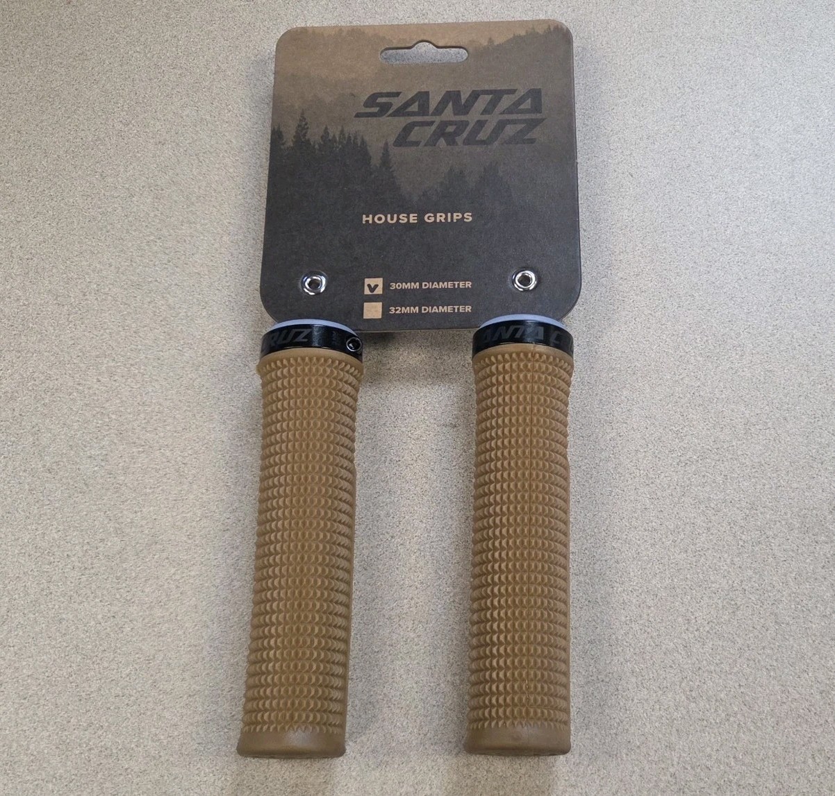New Santa Cruz House Lock-On MTB Bicycle Grips 30mm Tan Brown FREE SHIP