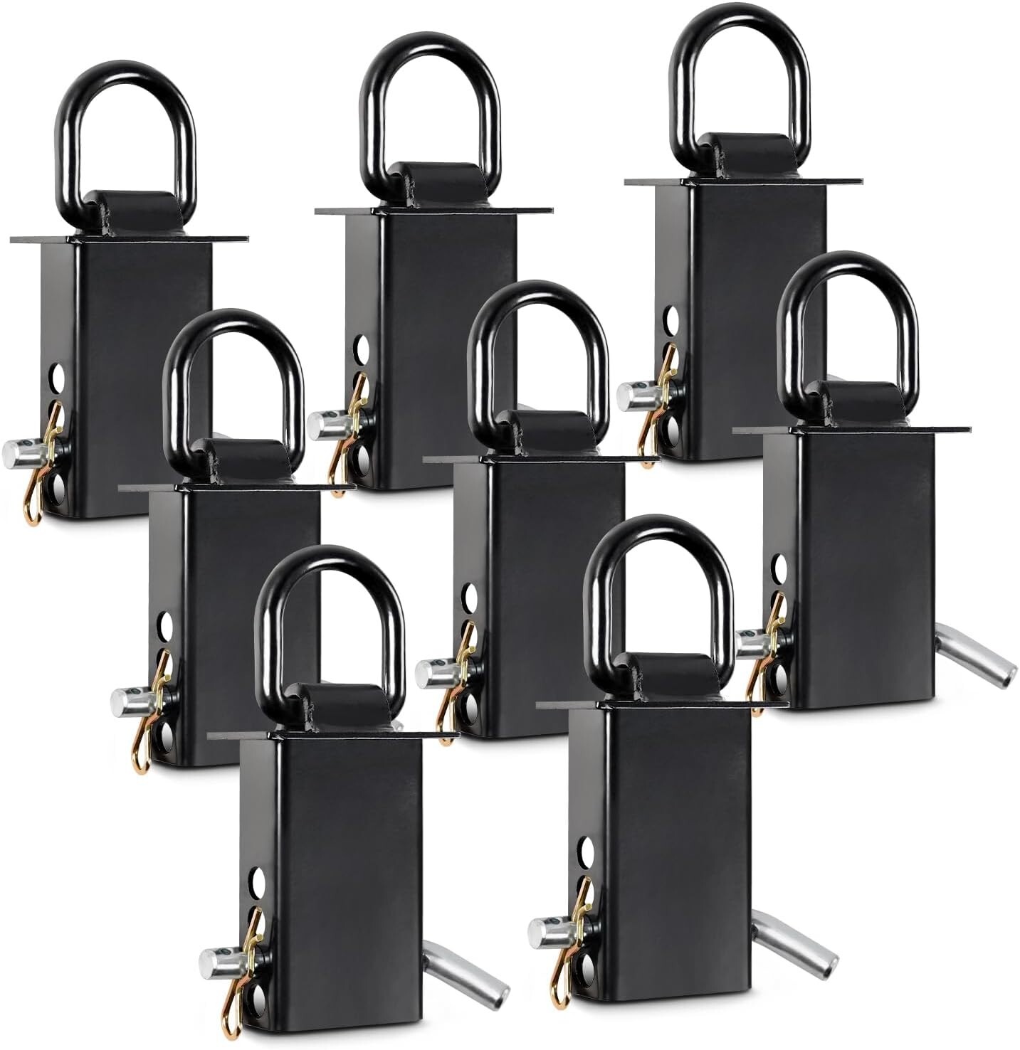 8 Pack Stake Pocket D Ring Heavy Duty Adjustable Trailer Stake Pocket,Black