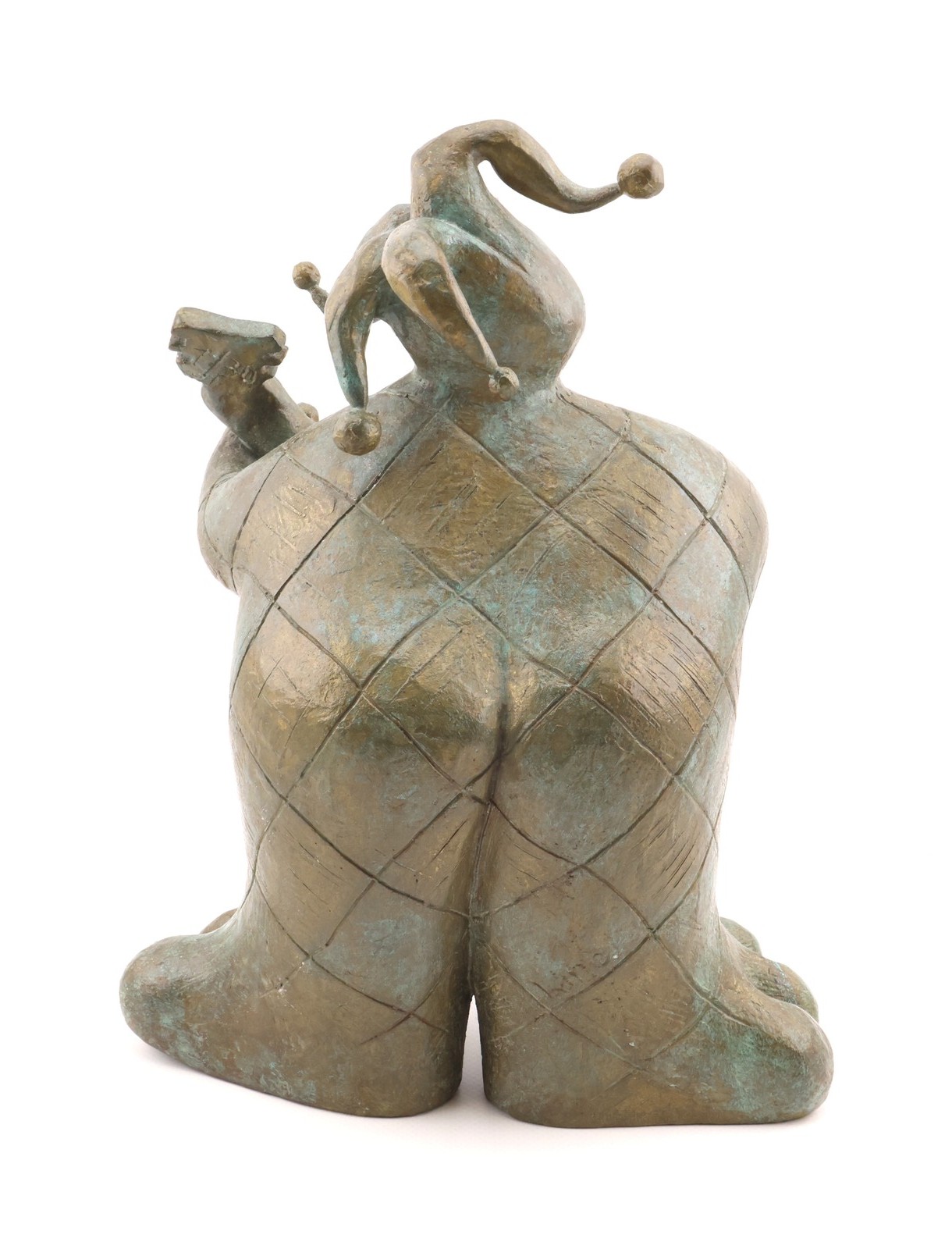 Lino Chavez Bronze Jester Harlequin Guitar Sculpture MCM