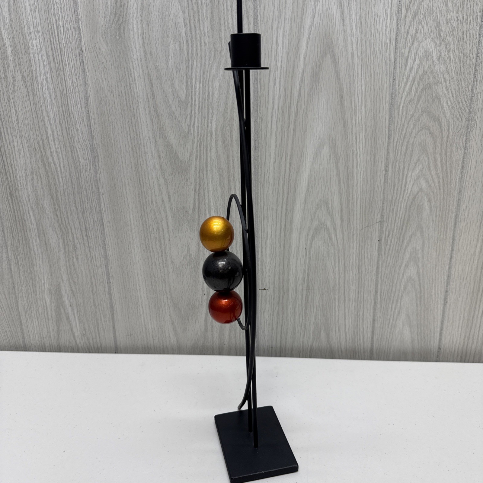 Rick Martin 2011 Post Modern Metal Candlestick Holder Atomic Spherical Abstract