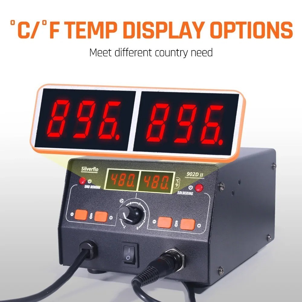 982D-III Precision Digital Soldering Station Hot 210/245 Tweezers LCD PCB Repair