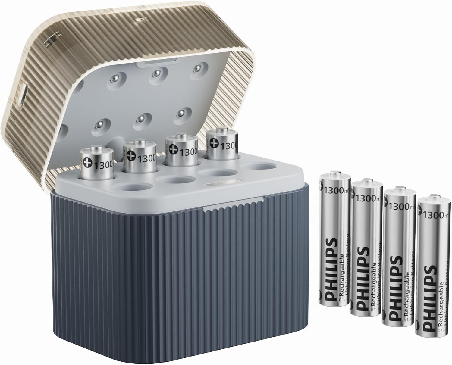 PHILIPS Rechargeable Lithium AAA Batteries with Fast Charger 8 Pack 1.5V 1300mWh