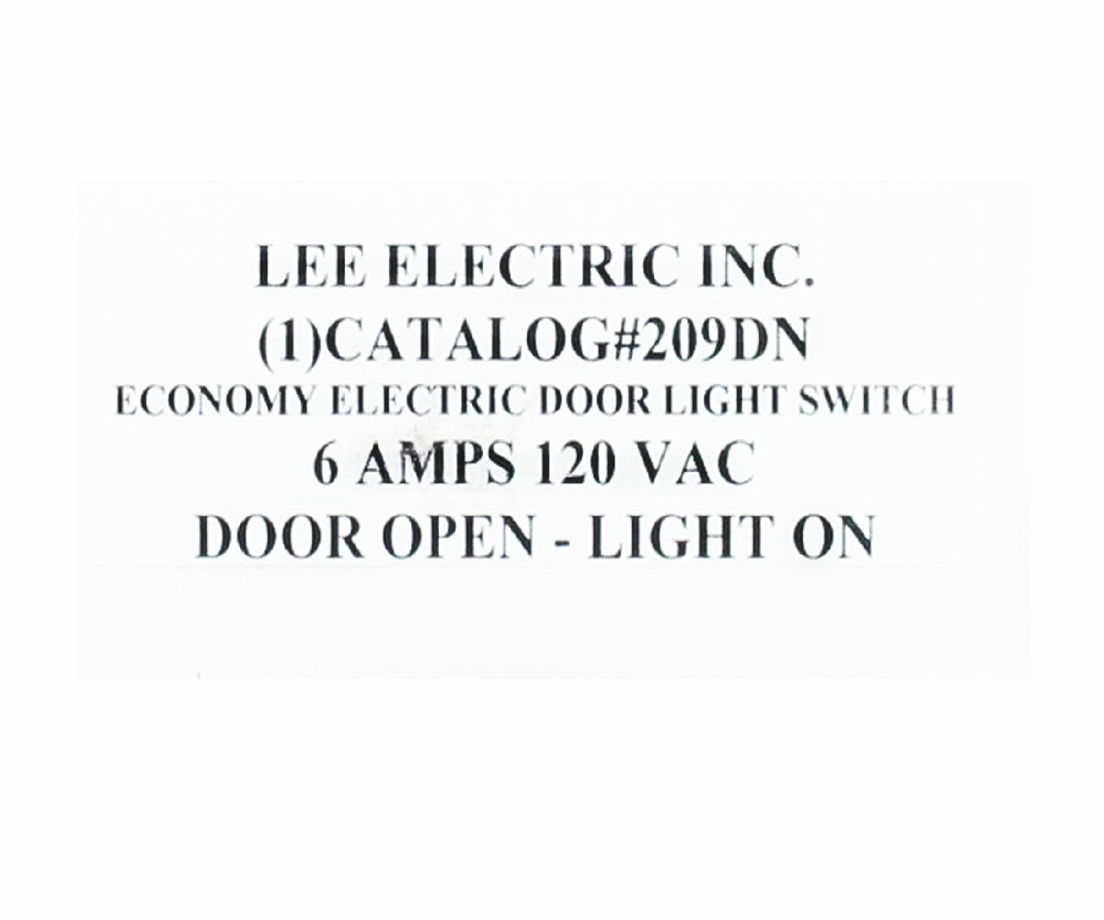 Lee All-Purpose Indoor Electric Door - Closet Light Switch 120V AC 6A # 209DN