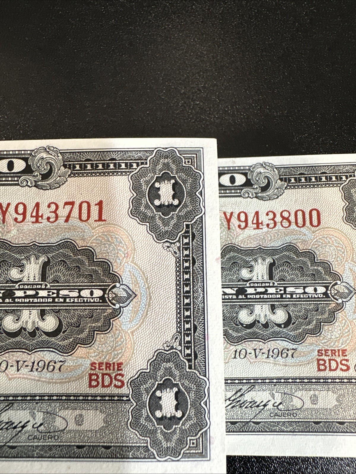 100 CONSECUTIVE 1 PESO BANKNOTES 1967 AZTEC CALENDAR MEXICAN CURRENCY MONEY !