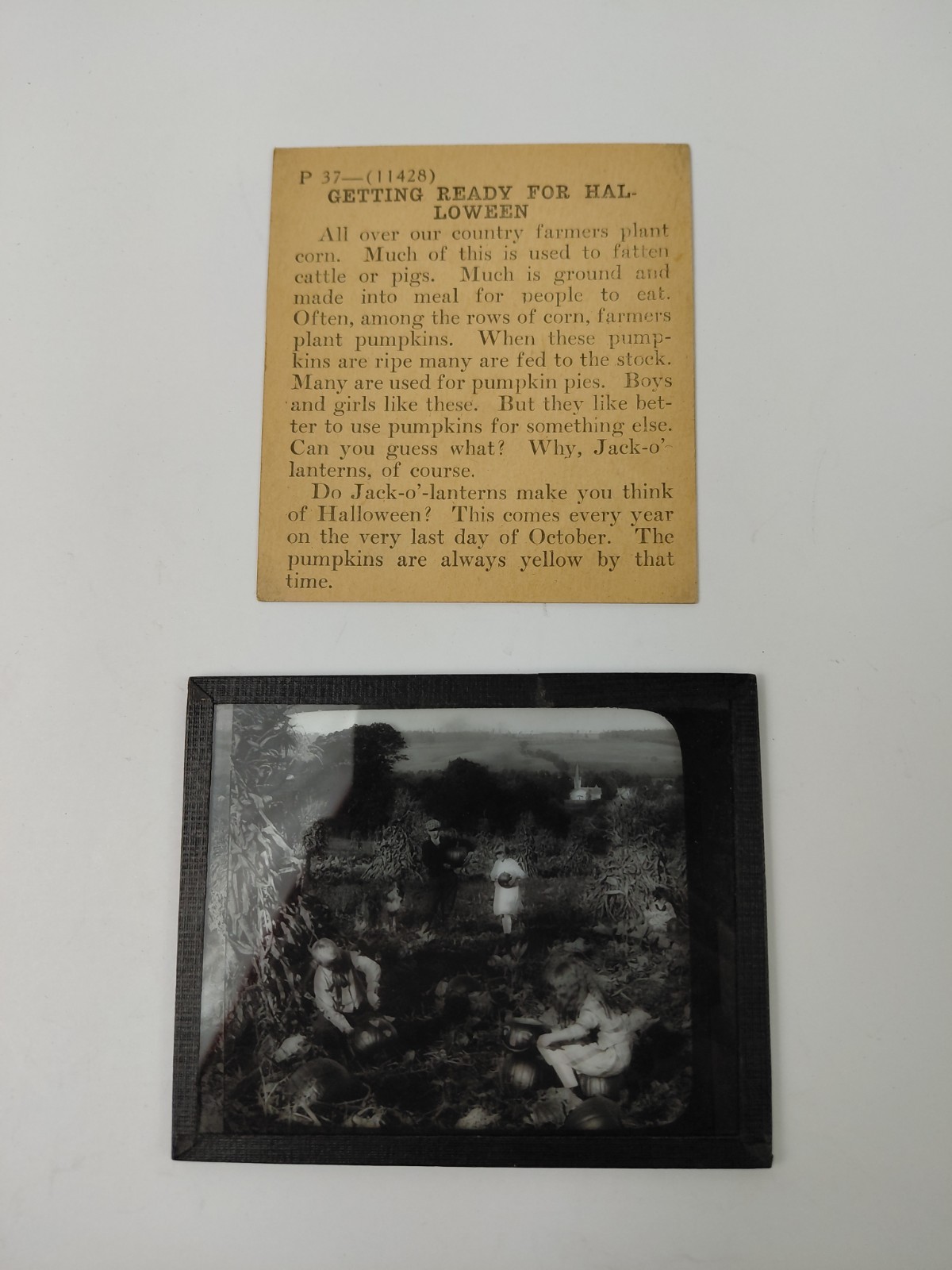 Magic Lantern Glass Slide Photo Keystone P37 Making Halloween Jack-o-lanterns