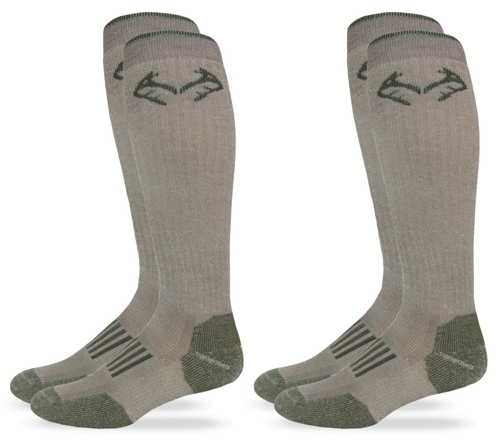 Realtree Mens Outdoor Merino Wool Tall Long Over the Calf Boot Socks 2 Pair Pack