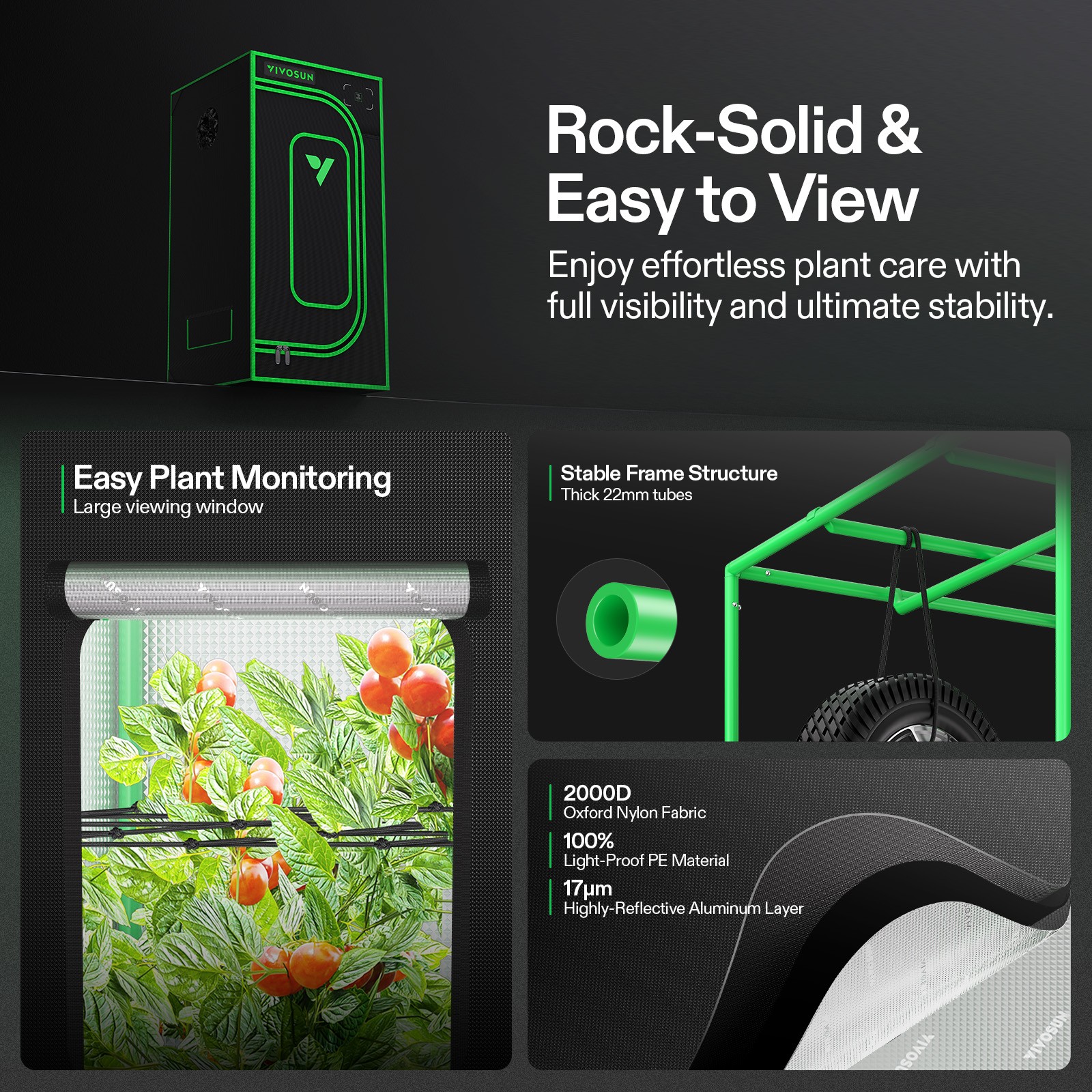 VIVOSUN 2x2ft E42A+ Pro Grow Tent Kit w/ Aerolight A100SE & T4 Ventilation Kit