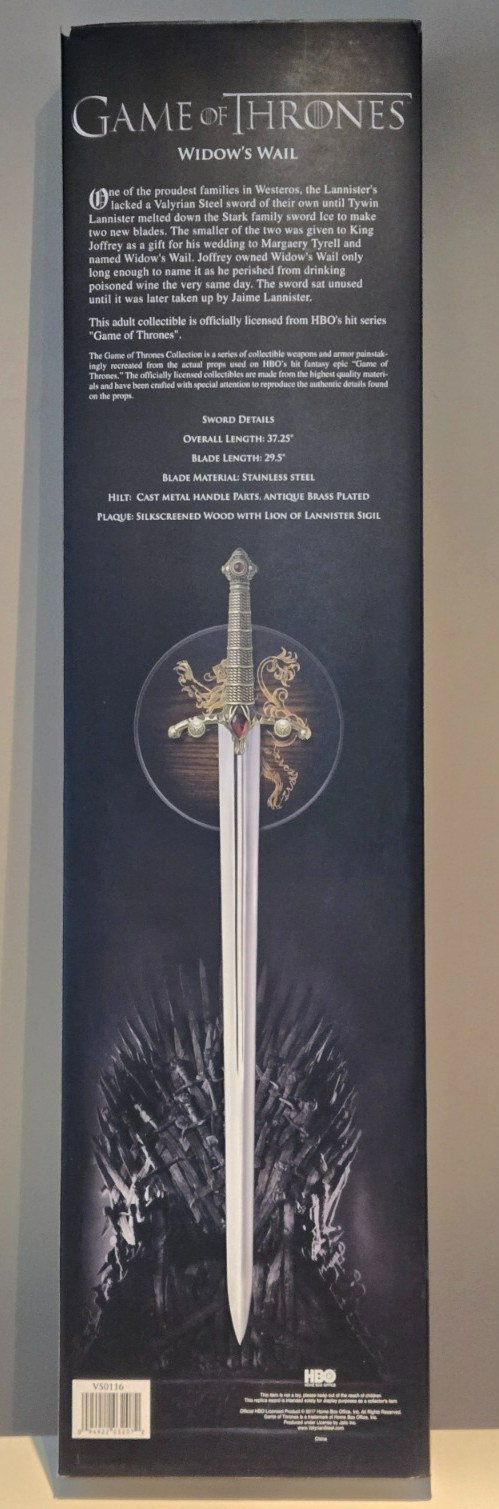 Game of Thrones Valyrian Steel WIDOW'S WAIL Sword Replica w/ boxes