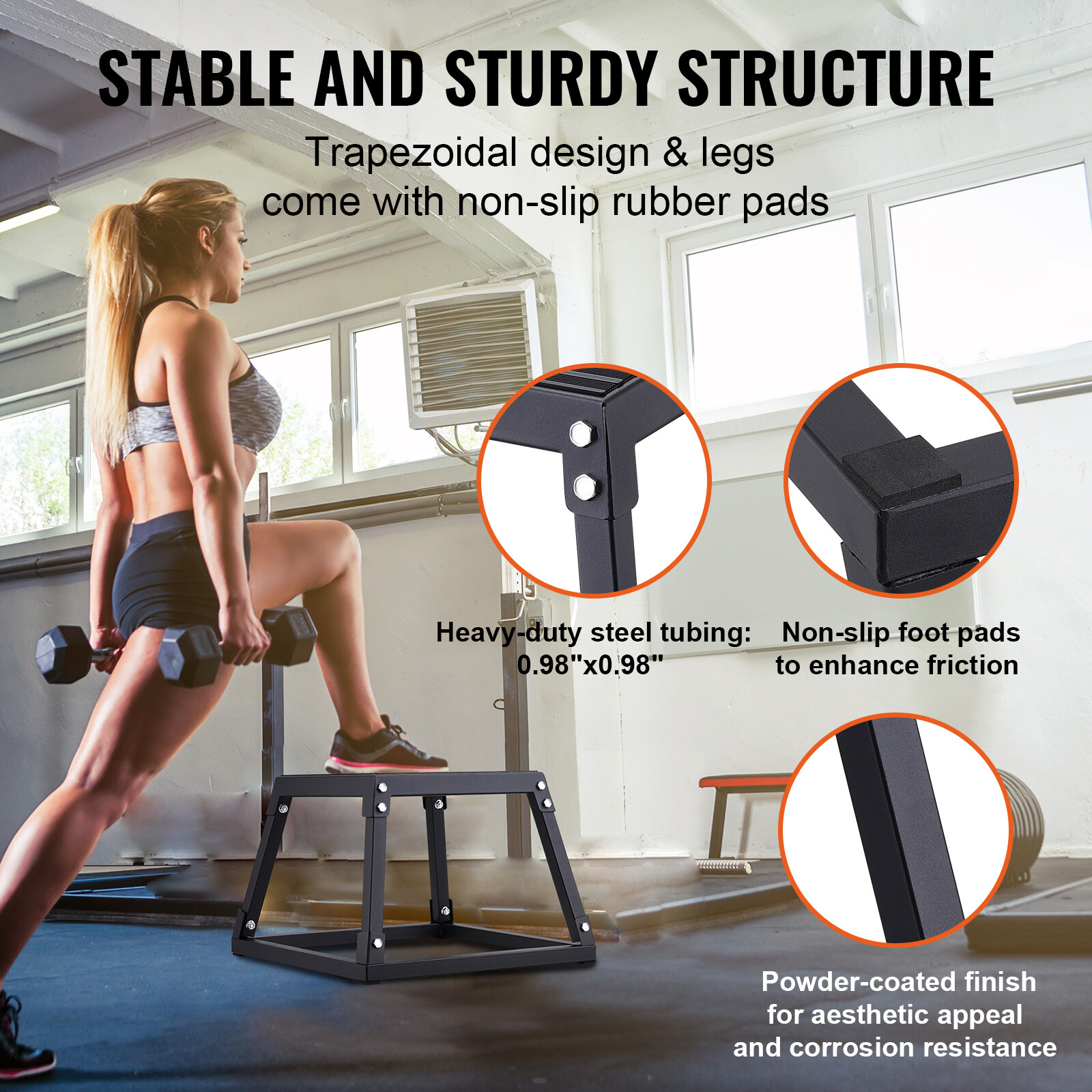 VEVOR 12" Plyometric Jump Box Fitness Exercise Plyo Box Step Cross Black