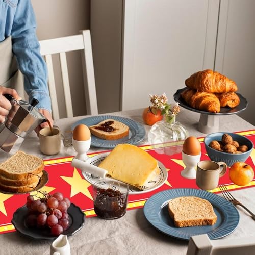 6 Pcs Movie Night Table Runner Movie Night Supplies Red Carpet Gold Star