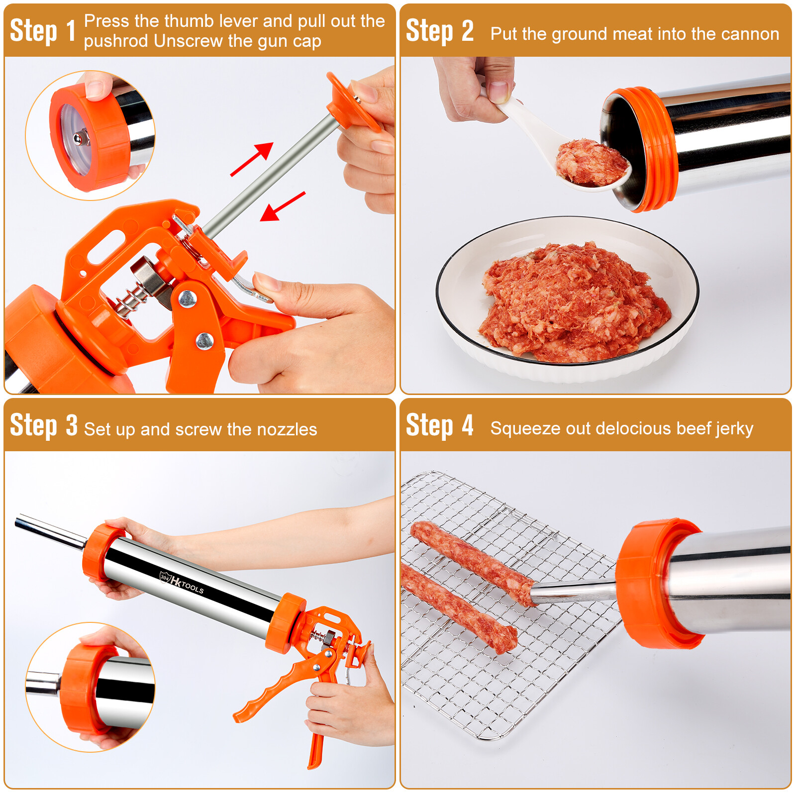 HK Jerky Gun Kits 2.5 Pound Stainless Steel Sausage Making Gun