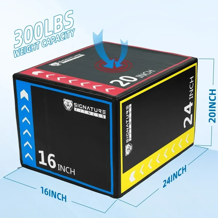 Signature Fitness 3-in-1 Foam Plyometric Jump Box, for Home Gym Training